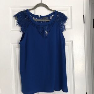 Brixon Ivy Jarred Lace Detail Cap-Sleeve Blouse